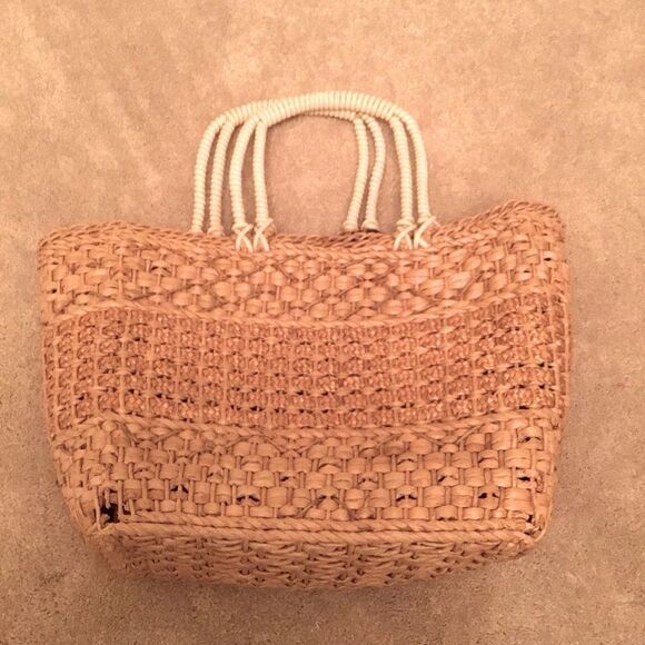 Vintage Straw bag handle Tote Picnic bag summer beach pool stylish - Picture 6 of 6